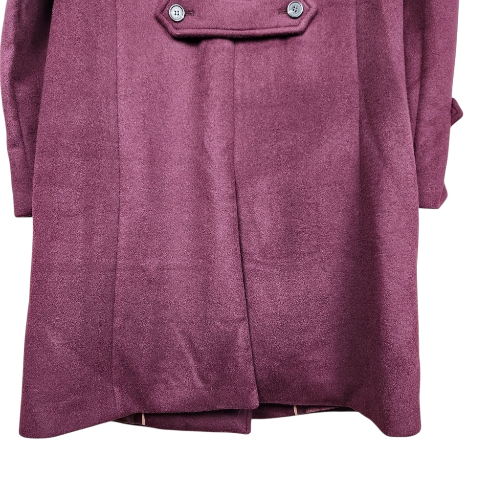 Talbots Double Breasted Wool Blend Car Coat Plum Wine Purple Gala Womens Size S - Picture 9 of 14